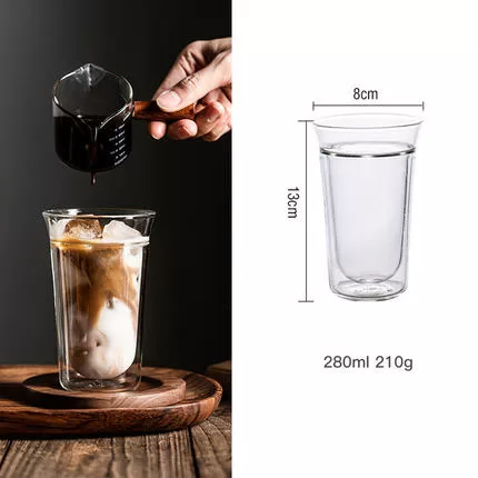 Double-layer coffee cup 280ml fashion style