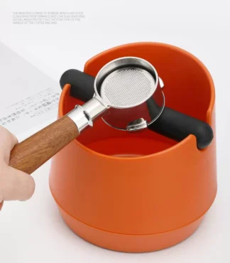 Coffee Grind Knock Box Container Anti Slip Coffee Dump Bin Household Cafe Tools (Orange)