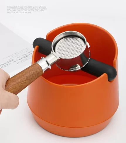 Coffee Grind Knock Box Container Anti Slip Coffee Dump Bin Household Cafe Tools (Orange)