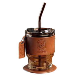 Creative high-value portable coffee cup 400 ml with a leather holder