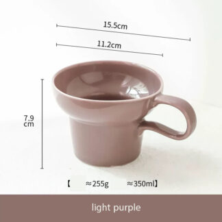 Vintage Wide-Rim Ceramic Coffee Mug – Elegant & Unique Design - Purple