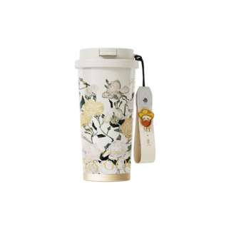 GERM Coffee Straw Cup Van Gogh Series Shining Vacuum Tumbler - White Roses
