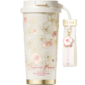 GERM 500ML Sakura Design 316 Stainless Steel Insulated Coffee Tumbler Leakproof Hot Cold Drinks Office Outdoor Use
