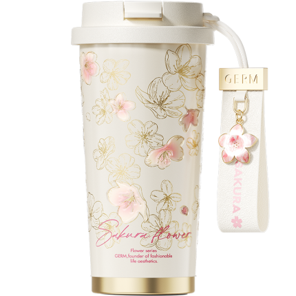 GERM 500ML Sakura Design 316 Stainless Steel Insulated Coffee Tumbler Leakproof Hot Cold Drinks Office Outdoor Use
