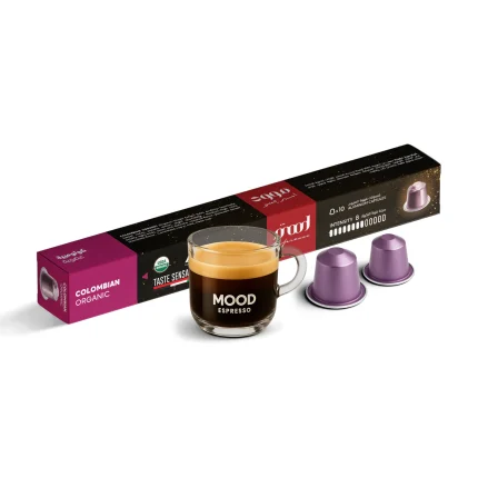 Mood Organic Colombian - Single Origin, 100% Arabica, Nespresso Compatible Aluminium Capsules, 10 Pods