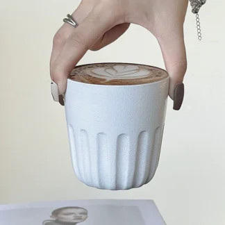 White Japanese-Style Stoneware Coffee Mug – Handmade Espresso & Tea Cup