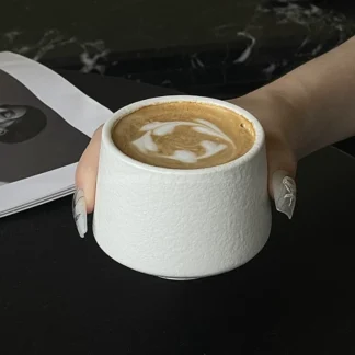 White Stoneware Coffee Mug – Handcrafted Charm for Every Coffee Ritual